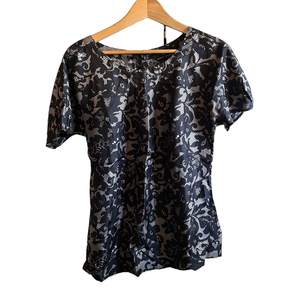 Banana Republic silk floral lace print blouse, size small